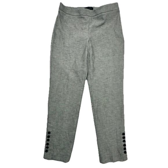 Talbots Chatham Ankle Pants Womens 6 Gray Slim Leg Sharkskin Button Hem Curvy - Picture 1 of 8